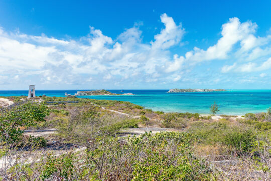The view from South Caicos at Government Hill at Cockburn Harbour