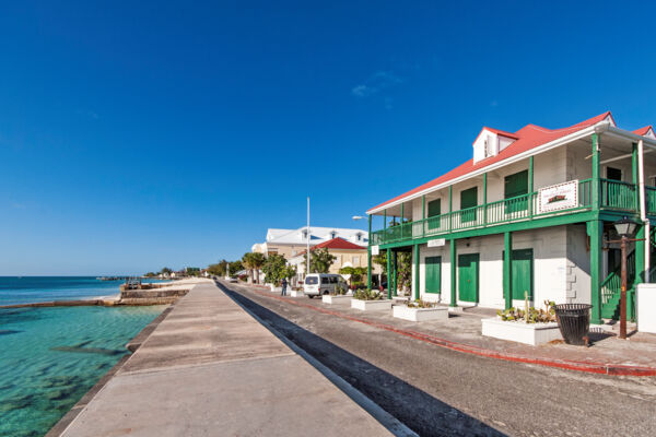 The post office and beach at Cockburn Town