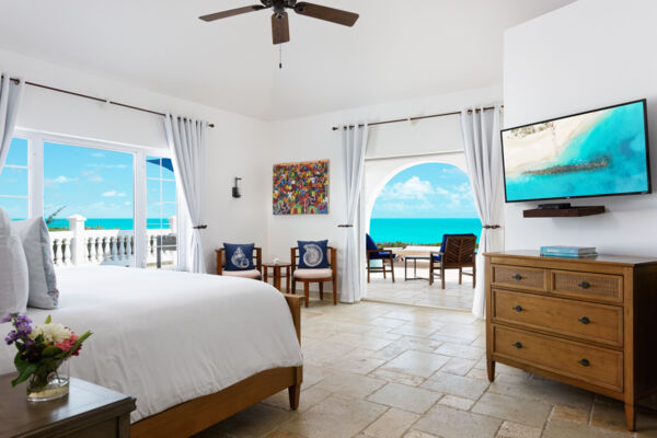 Bedroom with an ocean view