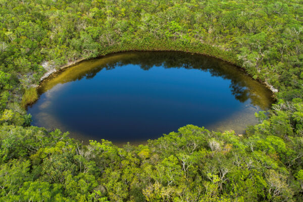 Aerial view of Cottage Pond on North Caicos