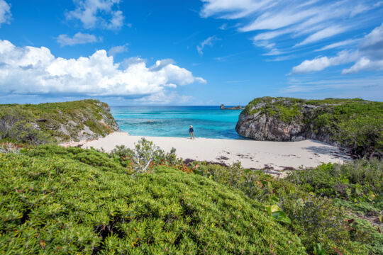 Beach framed by two cliffs