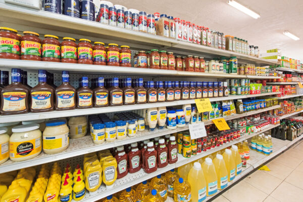 The condiments aisle in Dard's Grocery