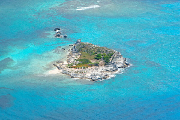 Aerial view of Dove Cay in the Turks and Caicos