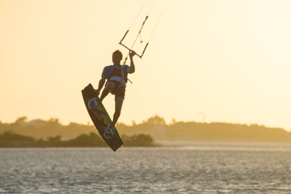 Sunset kiteboarding in Turks and Caicos