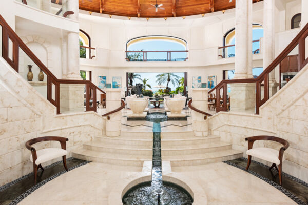 Interior of the main room at Emerald Cay Estate in the Turks and Caicos