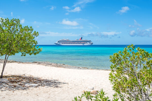 A cruise ship off the coast of English Point Beach