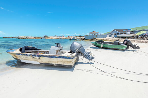 Small fishing boats on the beach at Five Cays