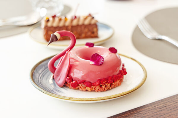 Flamingo pastry at the café.