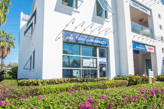 Exterior of Flamingo Pharmacy at Graceway Plaza in Turks and Caicos