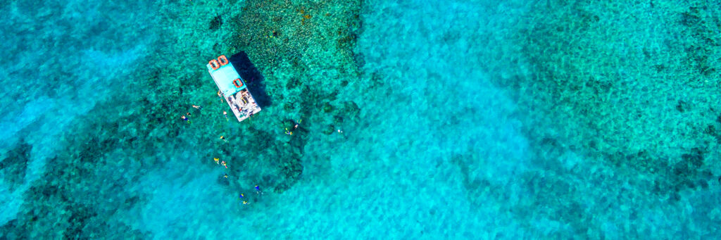 Boat at a reef in the Turks and Caicos.