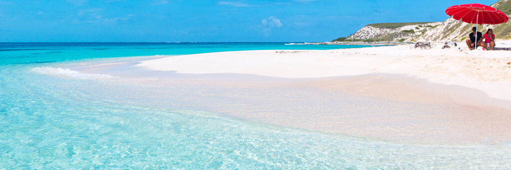 The white sand beach at Gibbs Cay in the Turks and Caicos