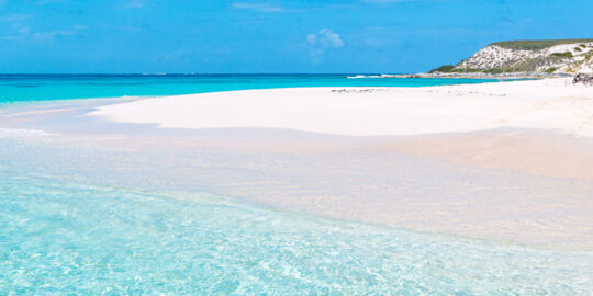 The white sand beach at Gibbs Cay in the Turks and Caicos