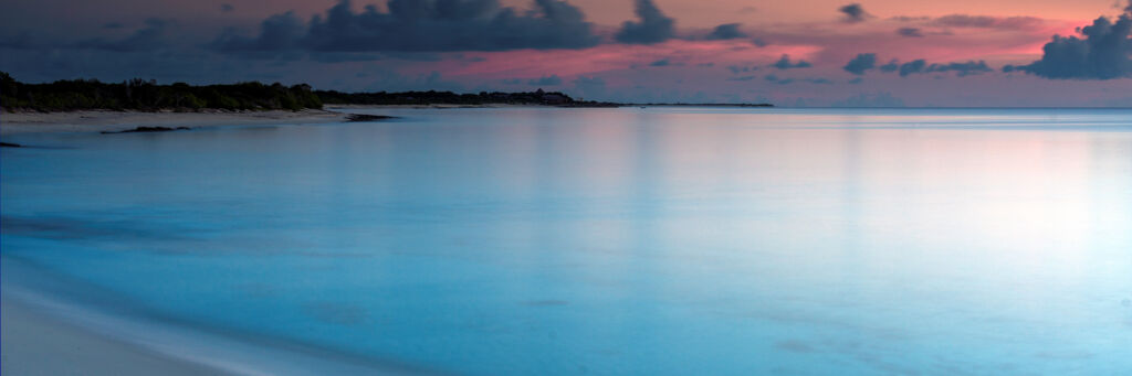 Evening glow at a bay off the west coast of Providenciales in the Turks and Caicos