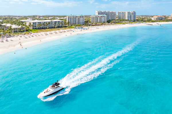 Grace Bay boat tour off the beach.