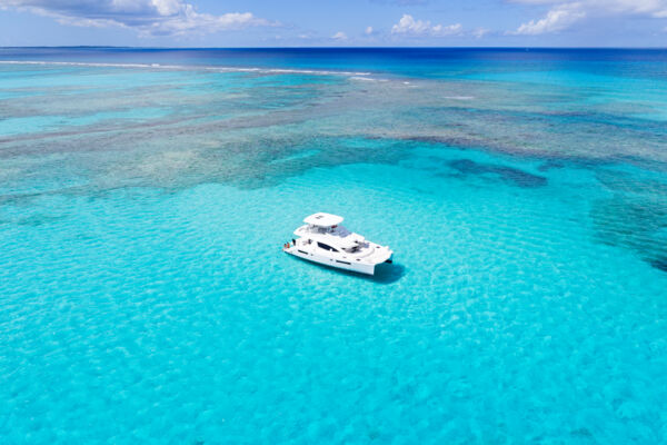 Aerial of a private snorkeling tour in Grace Bay. 