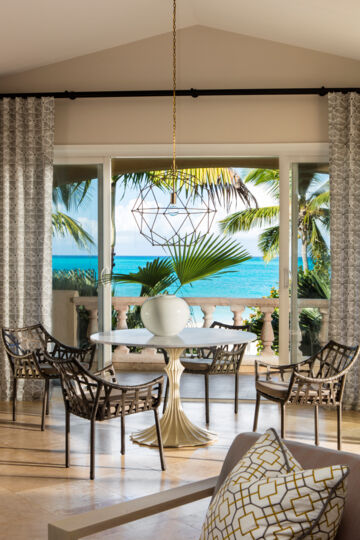 Living room in suite at the Grace Bay Club