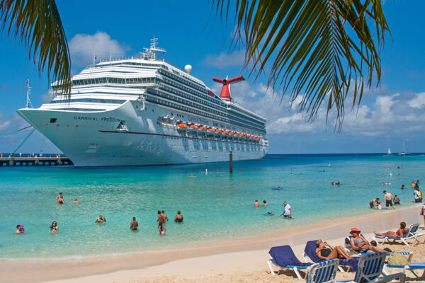 Carnival cruise ship at the beautiful beach at the Grand Turk Cruise Center