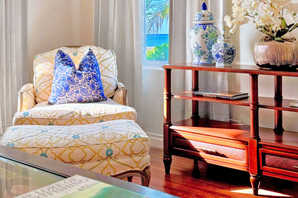 Reading nook in a suite at a historic inn in Grand Turk.