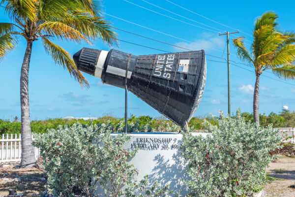 Replica of the Friendship 7 spacecraft outside the Grand Turk Airport