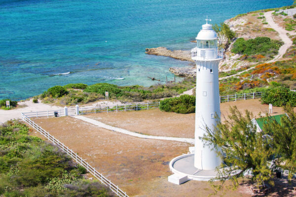 The Grand Turk Lighthouse overlooking North Reef in the Turks and Caicos