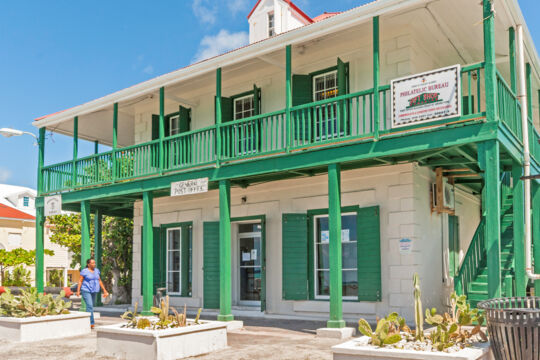 Exterior of a colonial post office on Front Street in Grand Turk