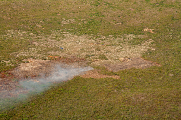 A smoking patch of deforested land in Turks and Caicos.