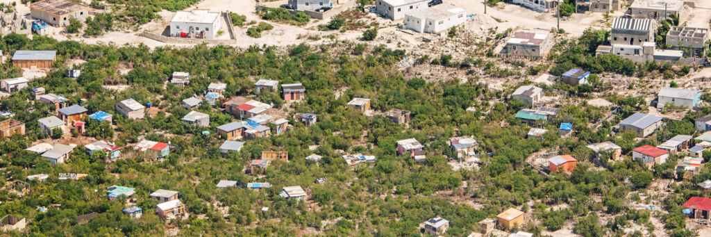 Aerial view of informal structures on Providenciales, Turks and Caicos.