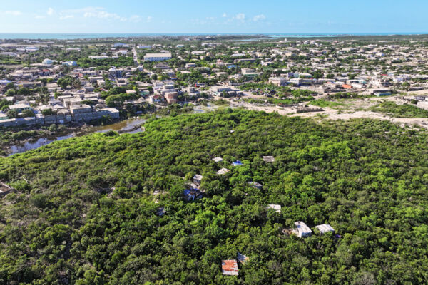 Aerial image of informal structures and a large informal borough in Turks and Caicos.