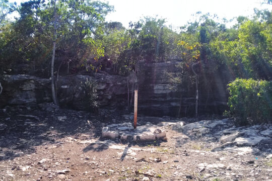 A ritualistic potomitan site near an informal settlement on Providenciales.