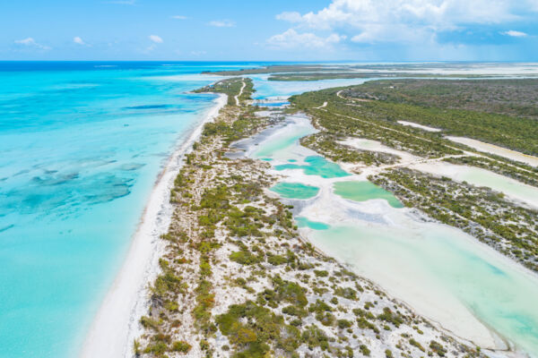 Aerial view of Horsestable Beach and Greenwich Creek on North Caicos