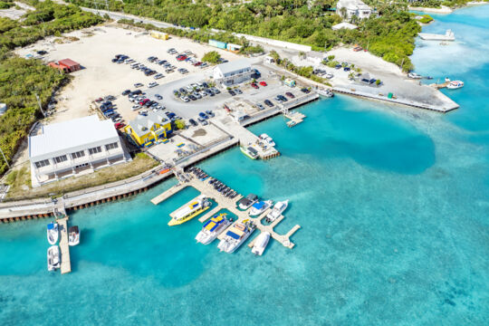 Aerial view of Heaving Down Rock Marina 