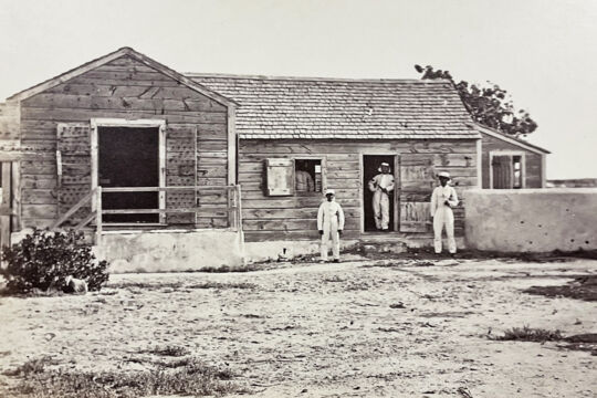Old photo of the police office and Constables in the Turks and Caicos, 1870