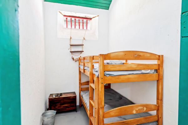 Bunk beds in a prison cell at H.M. Prison, Grand Turk. 