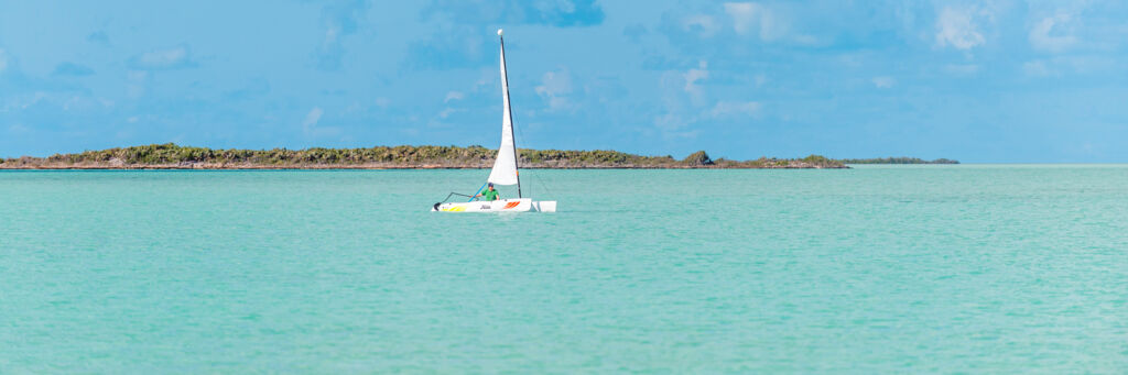 Hobie Cat sailboat at Horse Cay in Bell Sound near South Caicos