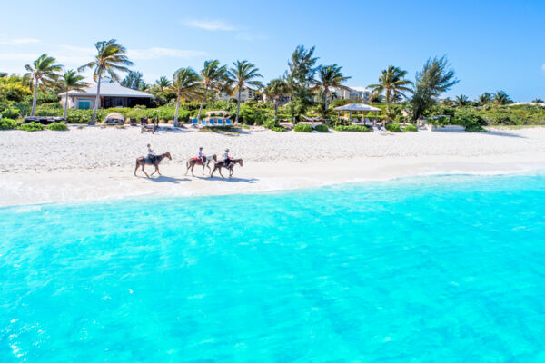 Horseback riding on the beach in the Turks and Caicos