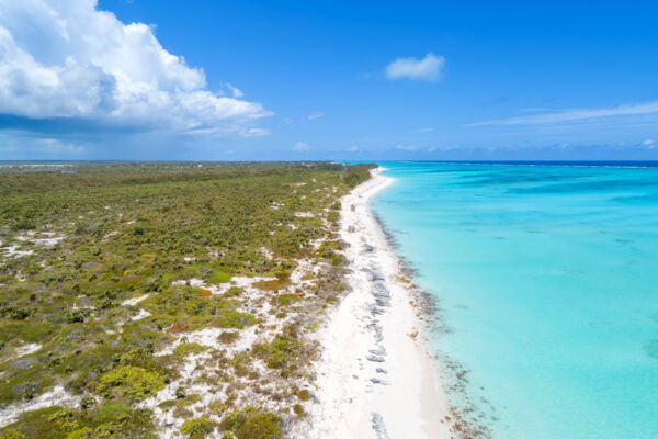 Aerial view of Horsestable Beach, North Caicos