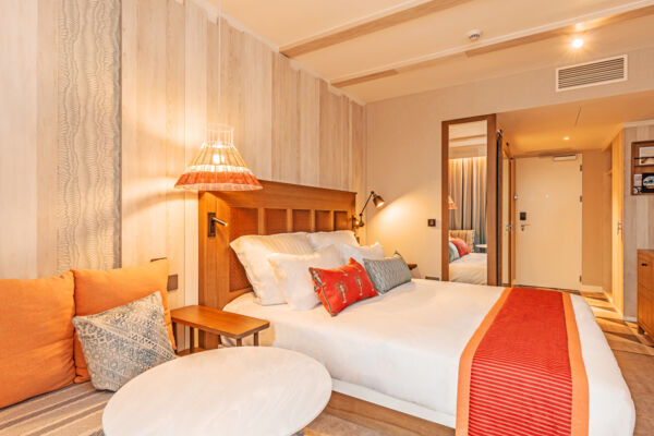 Interior of a hotel room.