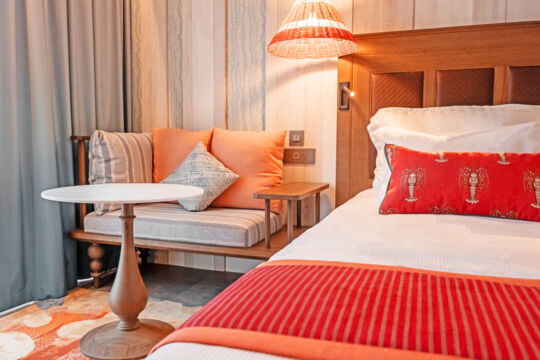 Hotel room interior.