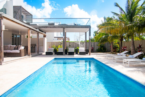 Beautiful pool at a tropical villa. 
