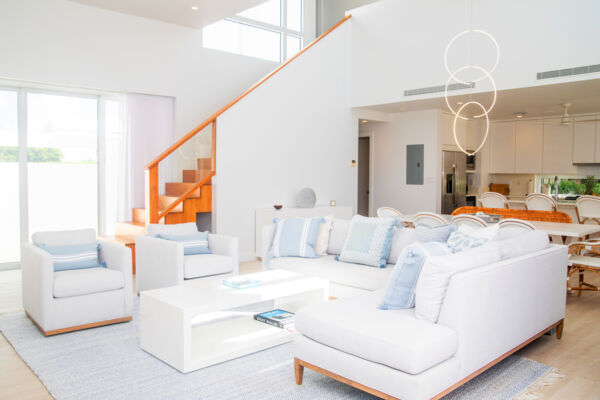 Bright and modern living room in luxury villa