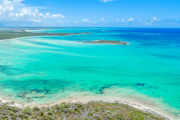 Aerial view of Jackson Cut Bay and Iguana Cay