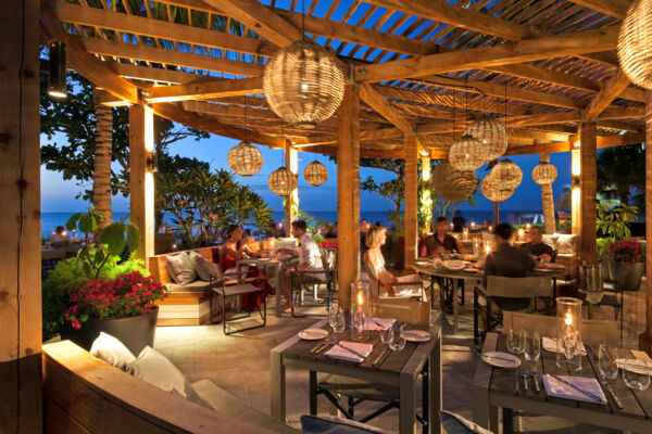 Infiniti Restaurant and Raw Bar at dusk