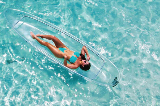 Clear kayak on turquoise water