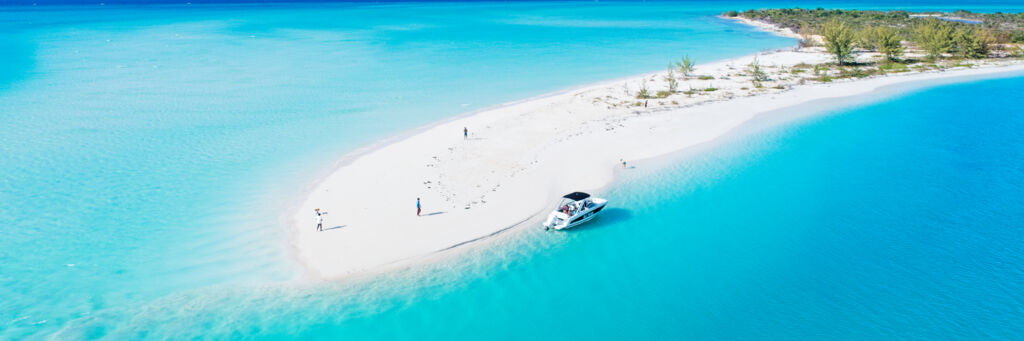 boat at sandbar in the Turks and Caicos