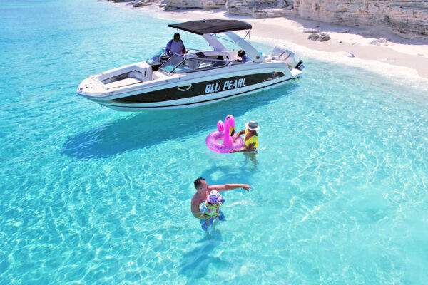 boat at Water Cay beach