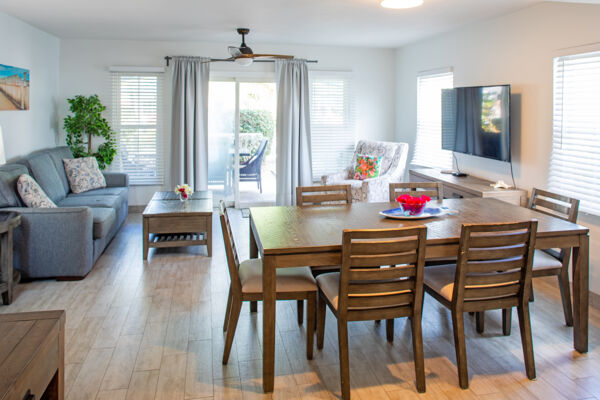 Living room in unit at Island Club