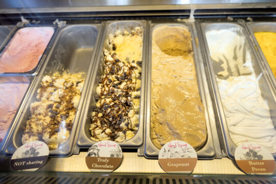 Ice cream in tubs at Island Scoop