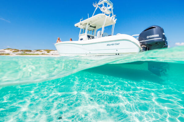 boat on turquoise water