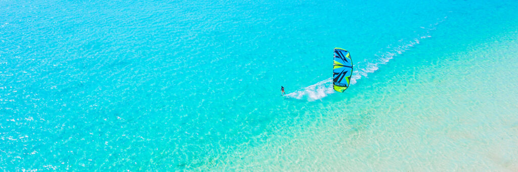 Kiteboarding at Long Bay Beach in Turks and Caicos
