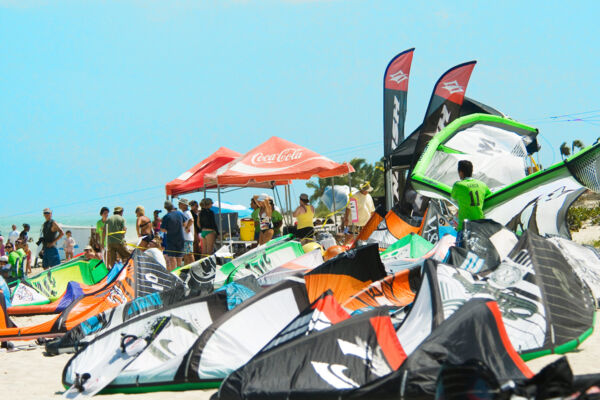 The Windvibes kiteboarding celebration on Long Bay Beach